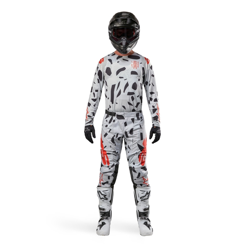 Pantaloni motocross Alpinestars Techstar Rantera gri-portocaliu-negru