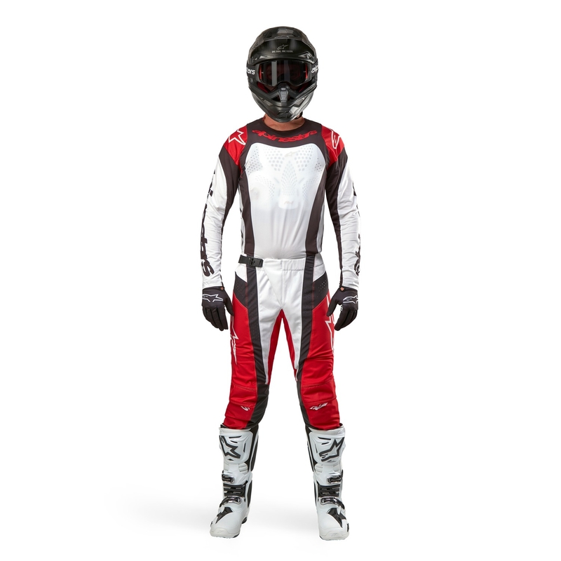 Pantaloni motocross Alpinestars Techstar Ocuri roșu-alb-negru