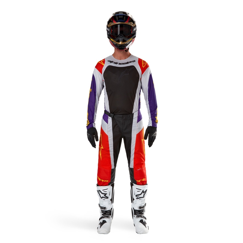 Pantaloni motocross Alpinestars Techstar Ocuri portocaliu-gri-violet-galben lichidare