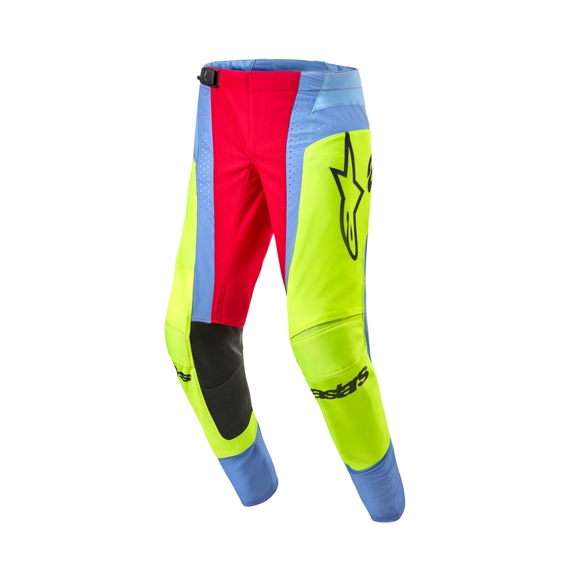 Pantaloni motocross Alpinestars Techstar Ocuri albastru deschis-galben fluo-rosu