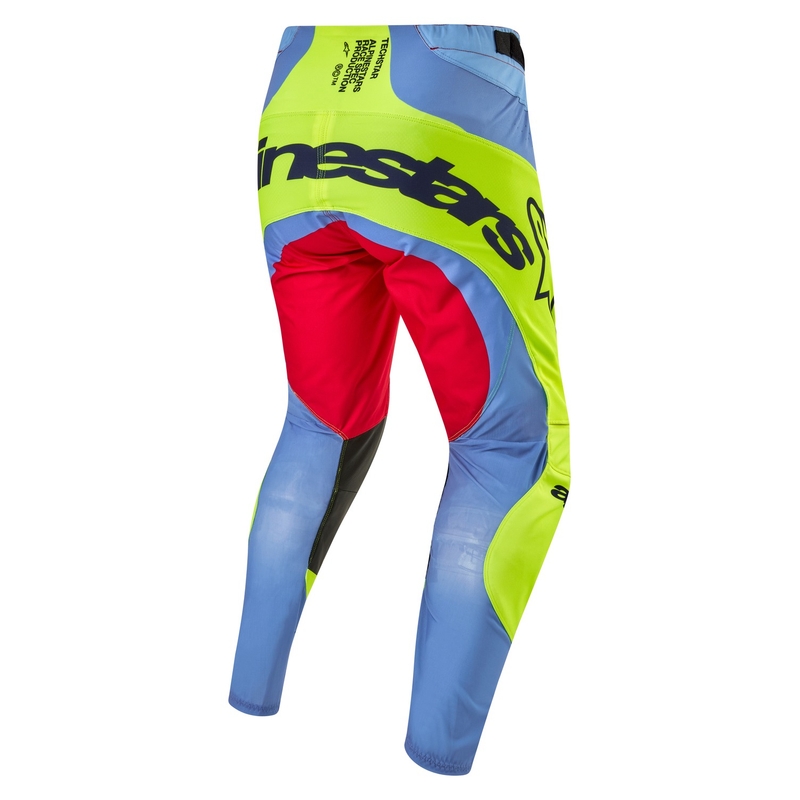 Pantaloni motocross Alpinestars Techstar Ocuri albastru deschis-galben fluo-rosu