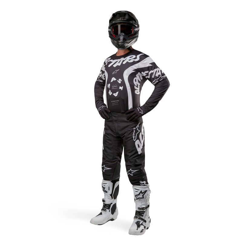 Pantaloni motocross Alpinestars Racer Hana alb-negru
