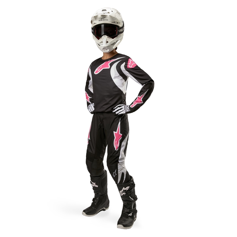 Pantaloni motocross damă Alpinestars Stella Fluid alb-negru