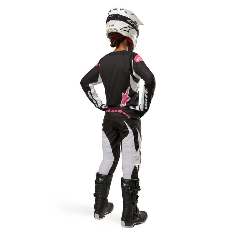 Pantaloni motocross damă Alpinestars Stella Fluid alb-negru