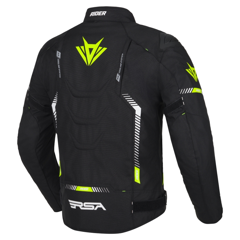 Jachetă pentru motociclete RSA Rider negru-alb-alb-galben-fluo