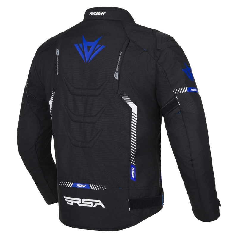 Jachetă de motocicletă RSA Rider negru-alb-albastru