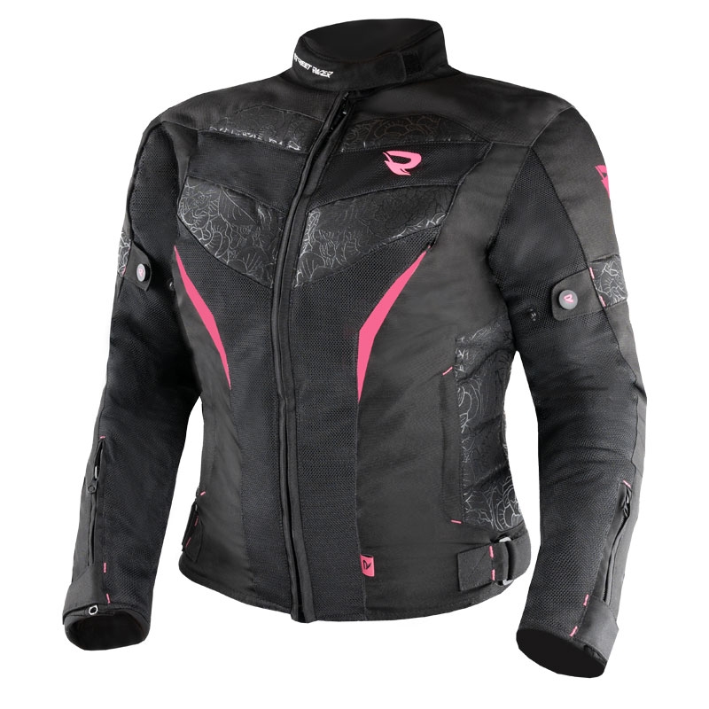 Geaca moto dama Street Racer Rose Air negru-roz