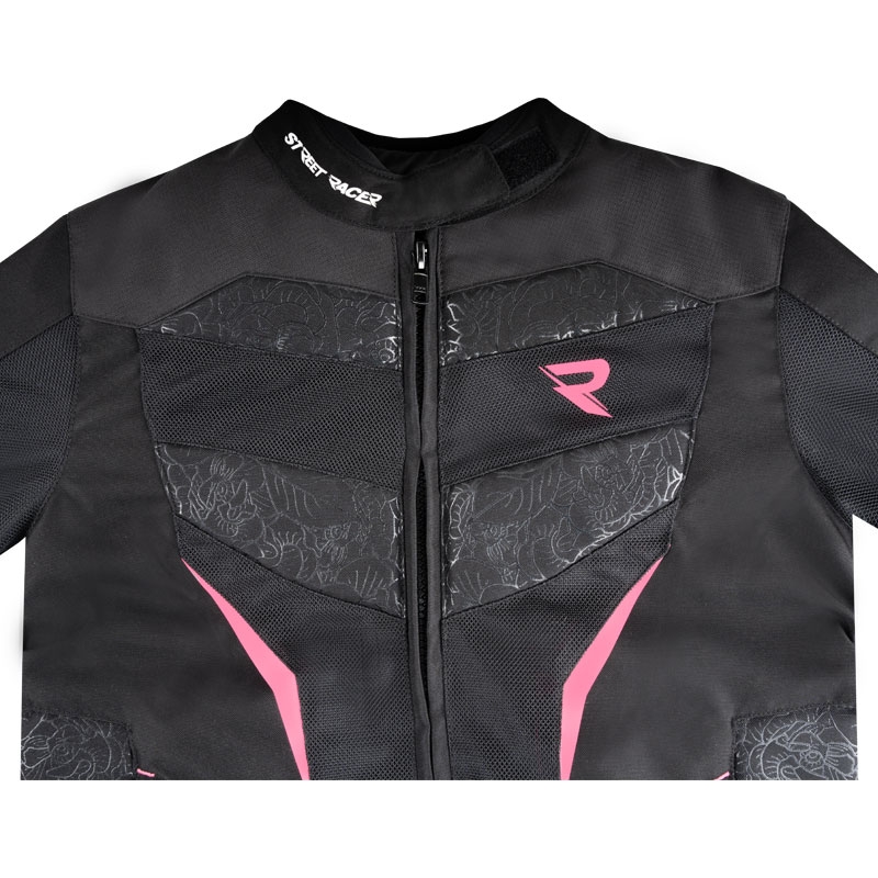 Geaca moto dama Street Racer Rose Air negru-roz