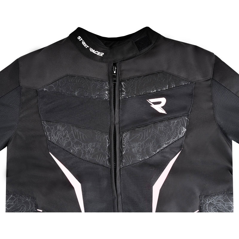 Geaca moto dama Street Racer Rose Air negru-alb