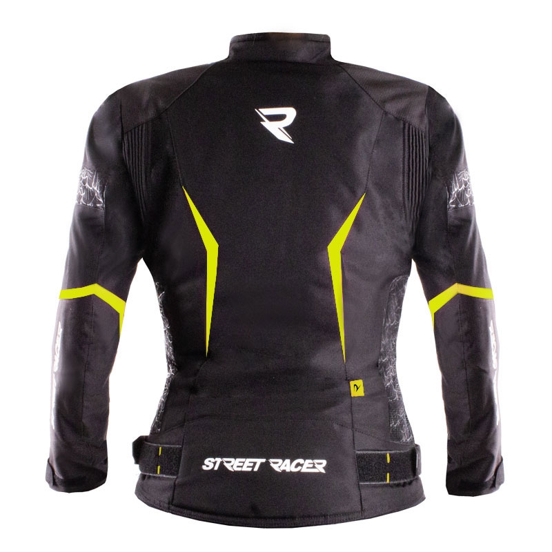 Geaca moto dama Street Racer Rose Air negru-galben fluo