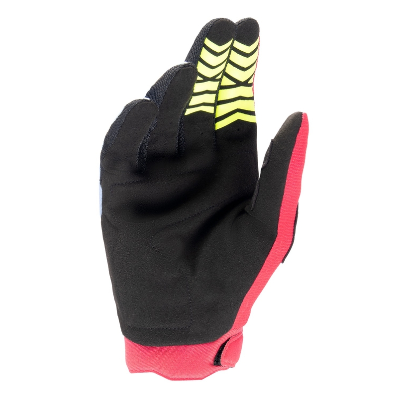 Mănuși de motocross Alpinestars Full Bore albastru deschis-roșu-galben fluo-negru