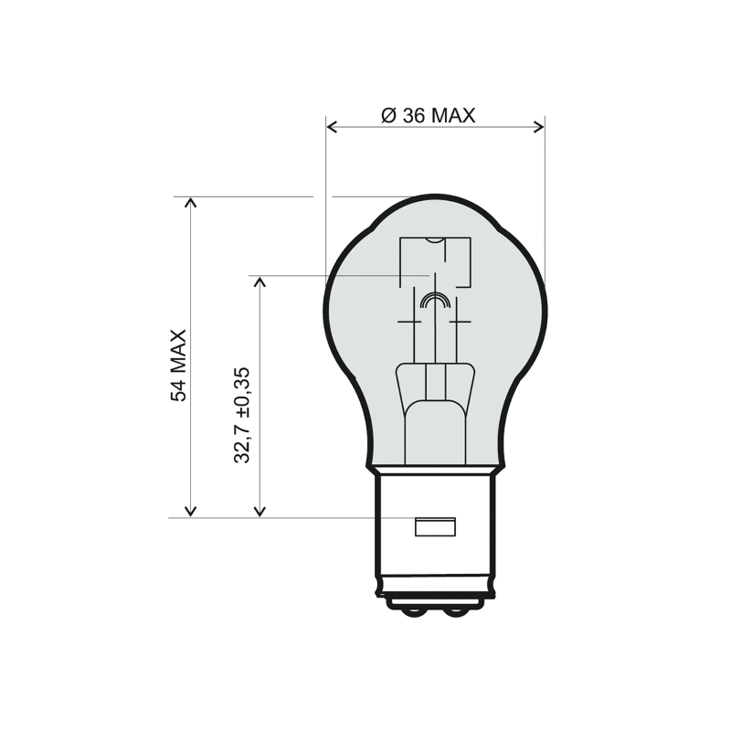 Lamp RMS 12V 45/40W BA20D - white
