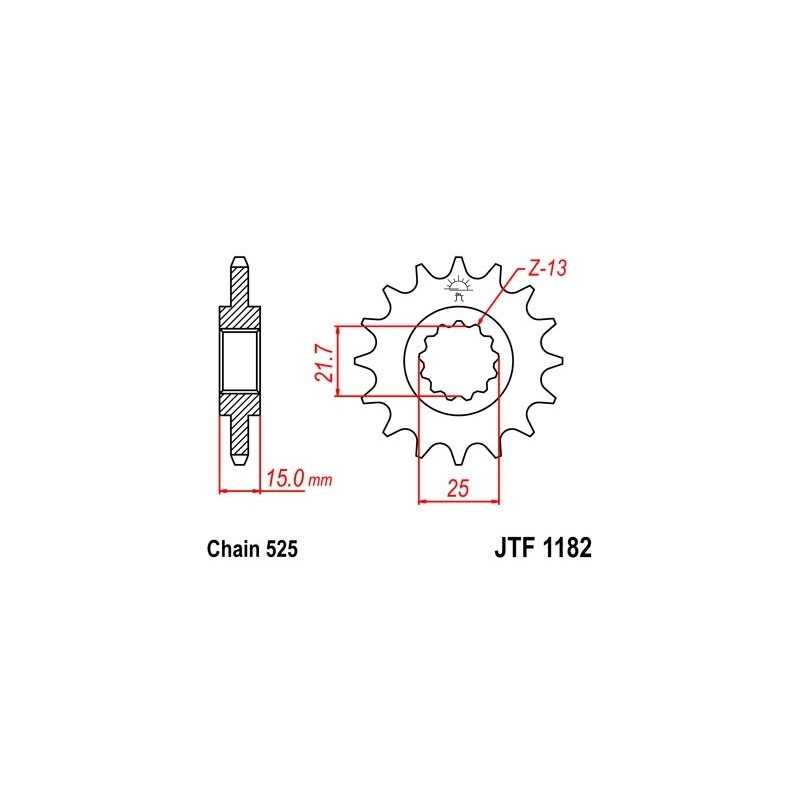 Pinion fata JT 14T, 525