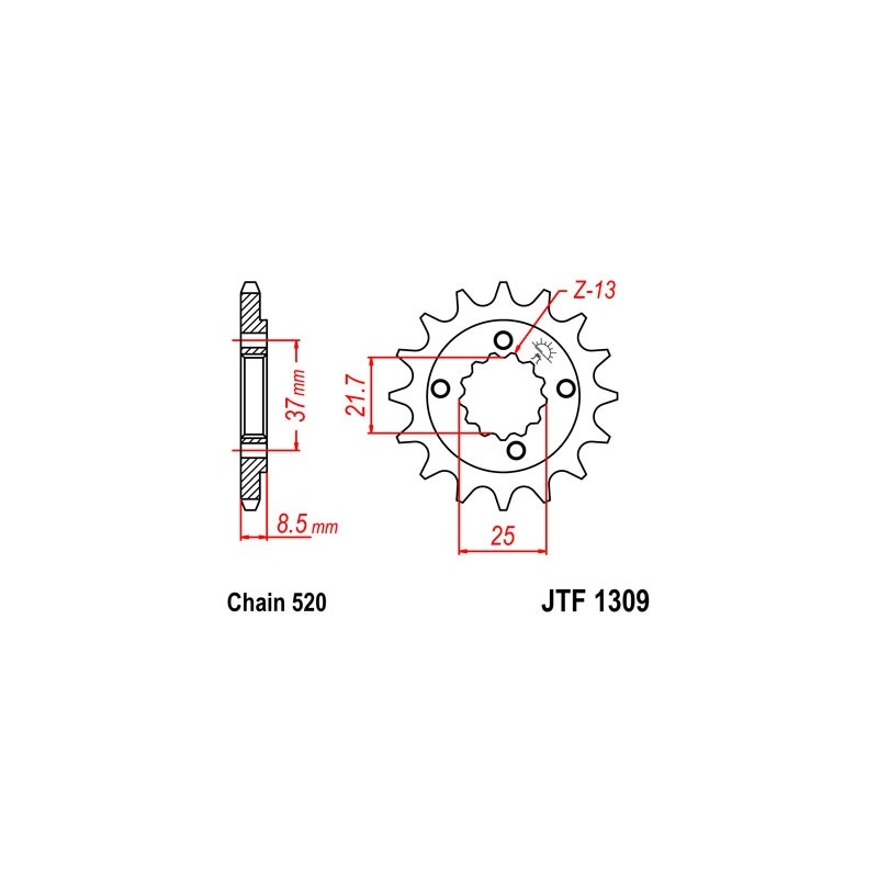 Pinion fata JT 14T, 520