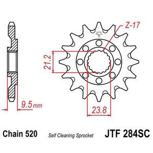 Pinion fata JT JTF 284-13SC 13T, 520 Self Cleaning Lightweight