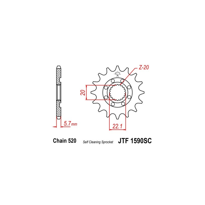 Pinion fata JT 13T, 520 Self Cleaning Lightweight