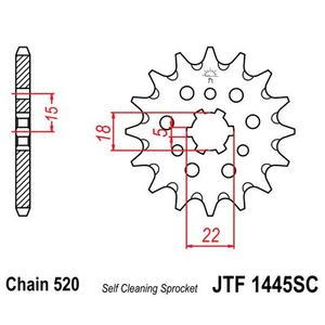 Pinion fata JT JTF 1445-12SC 12T, 520 Self Cleaning Lightweight