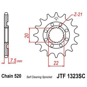 Pinion fata JT JTF 1323-13SC 13T, 520 Self Cleaning Lightweight