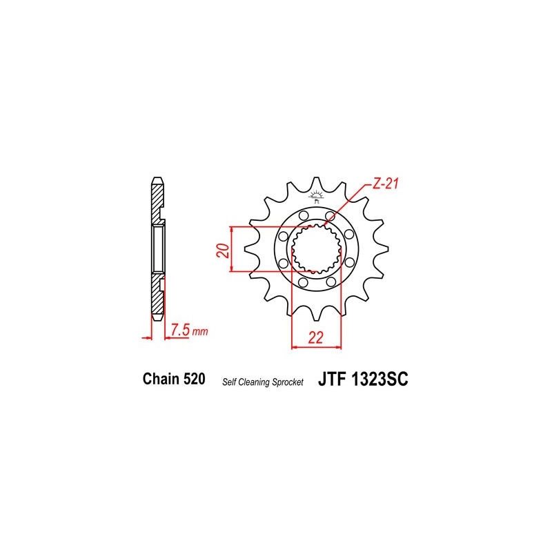 Pinion fata JT 13T, 520 Self Cleaning Lightweight