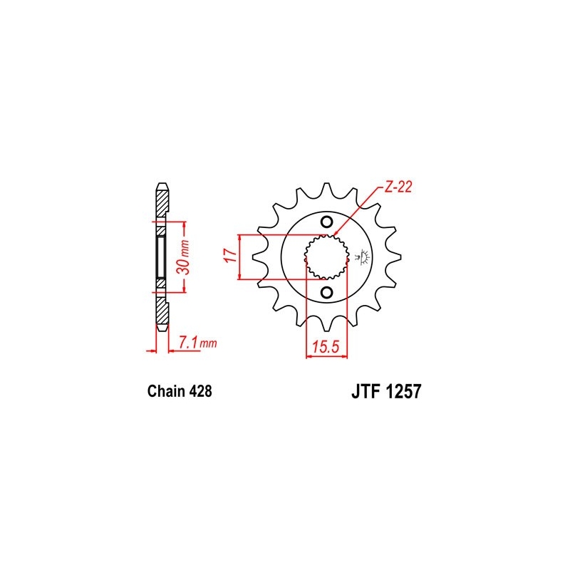 Pinion fata JT 15T, 428