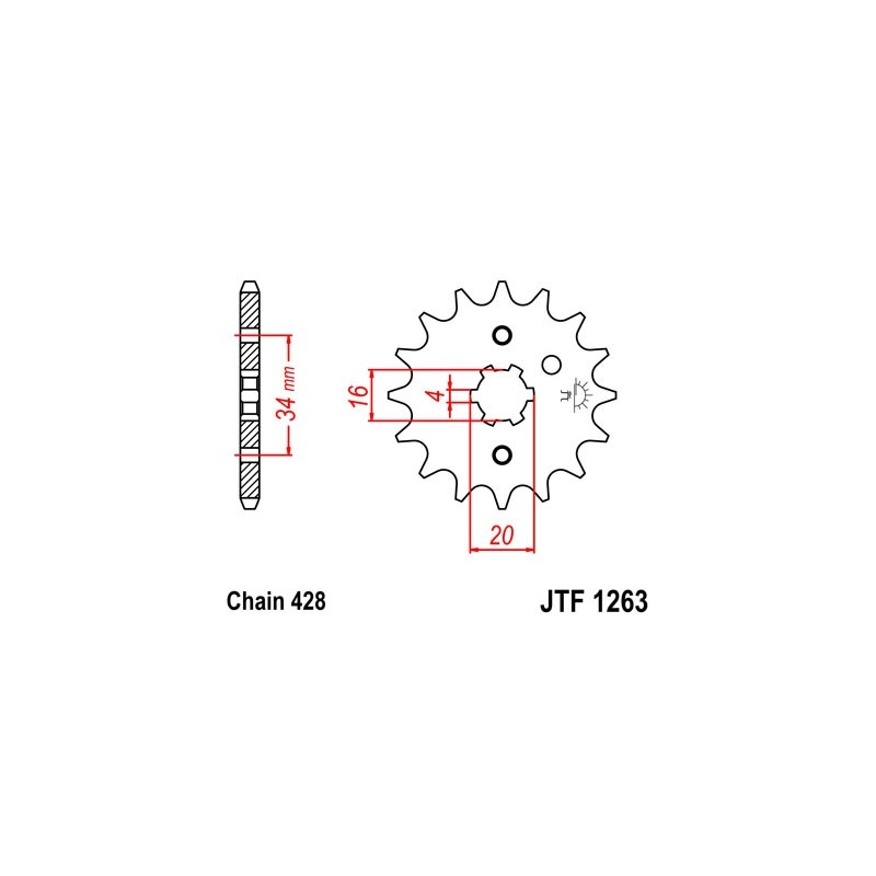 Pinion fata JT 17T, 428