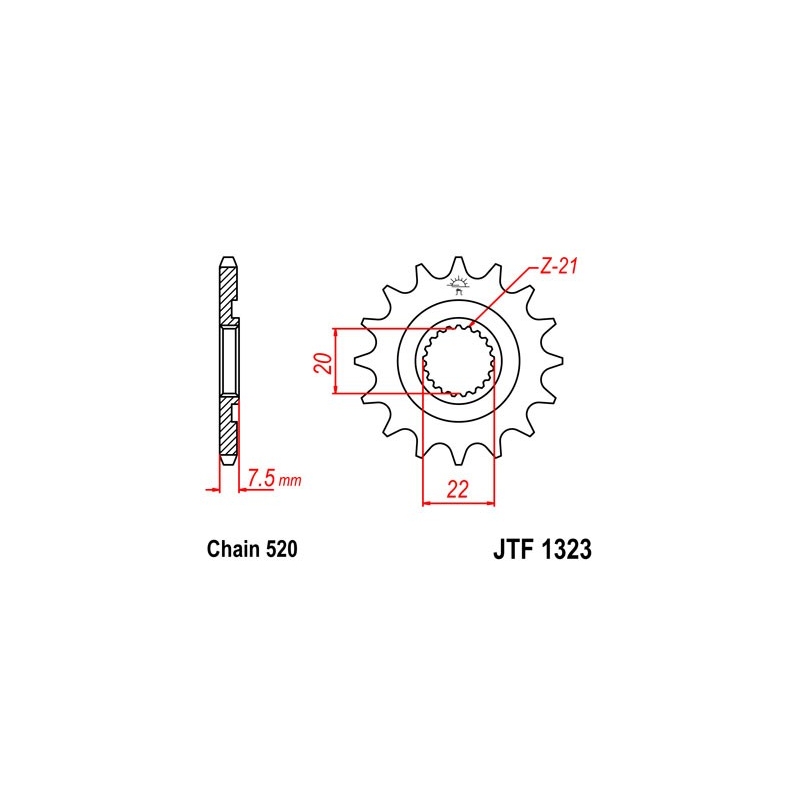 Pinion fata JT 12T, 520