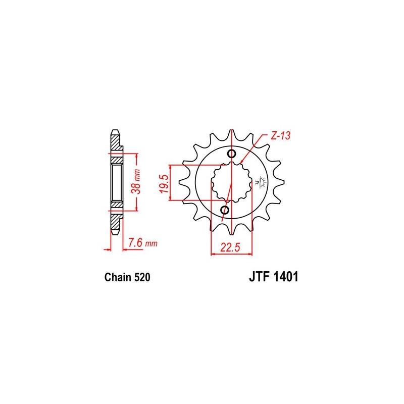 Pinion fata JT 13T, 520