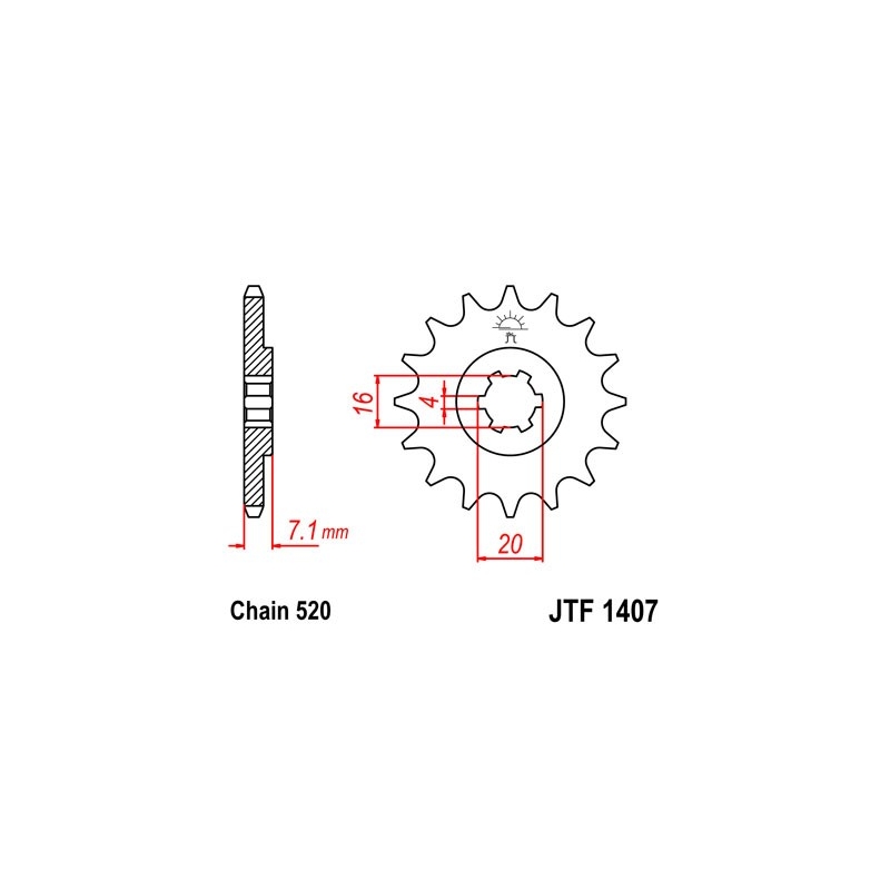 Pinion fata JT 10T, 520
