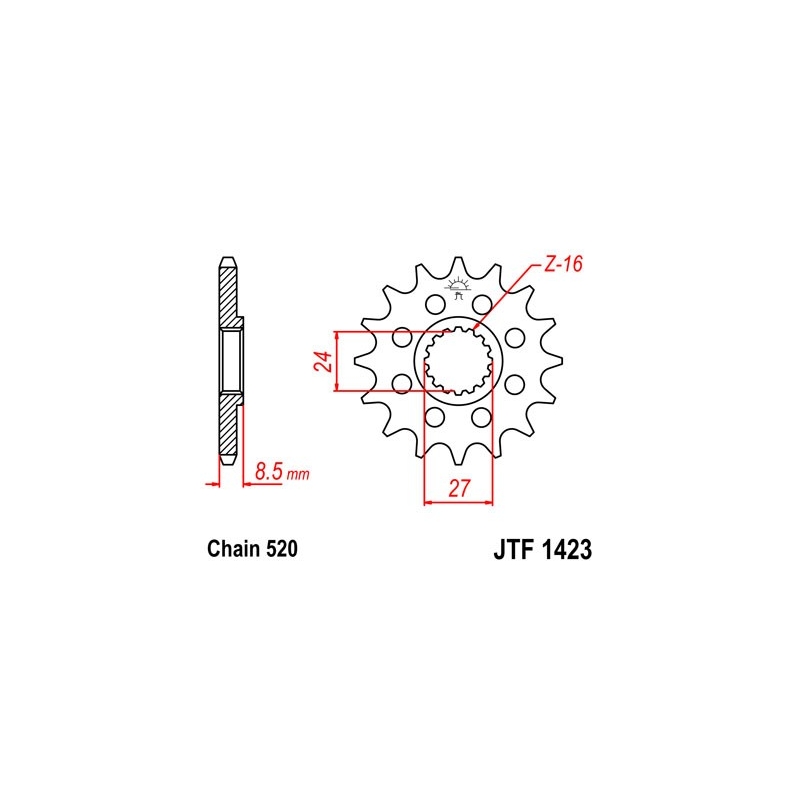 Pinion fata JT 17T, 520