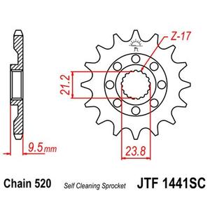 Pinion fata JT JTF 1441-13SC 13T, 520 Self Cleaning Lightweight