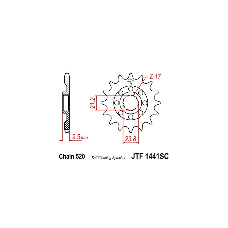 Pinion fata JT 13T, 520 Self Cleaning Lightweight