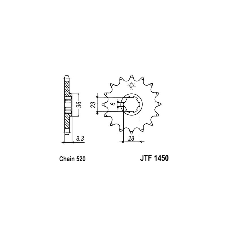 Pinion fata JT 13T, 520