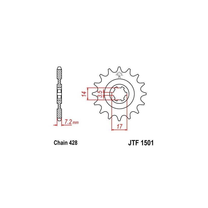 Pinion fata JT 14T, 428