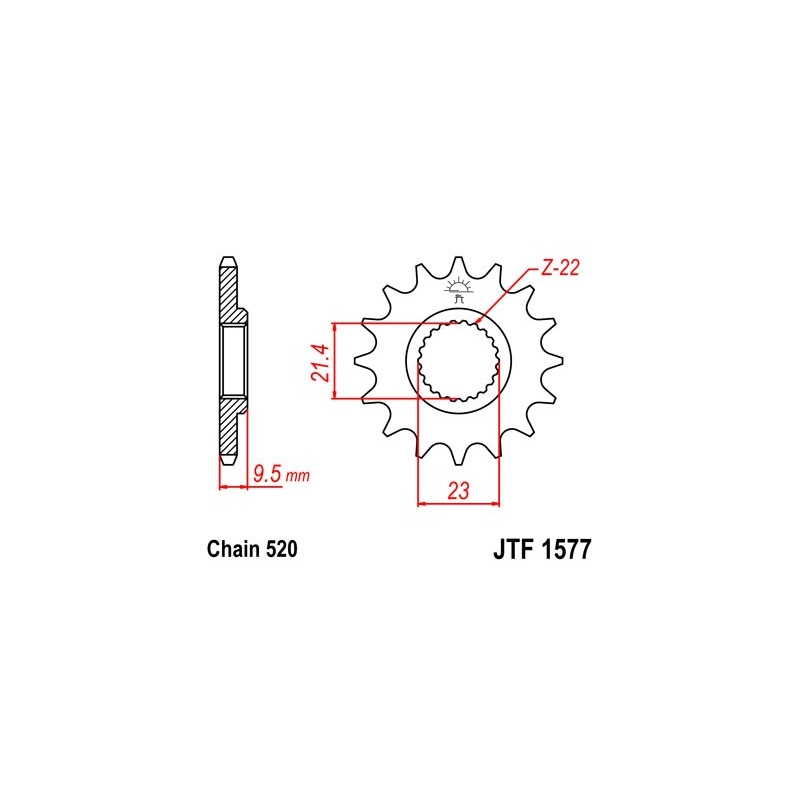 Pinion fata JT 15T, 520