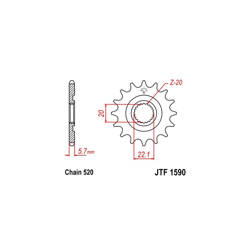 Pinion fata JT 12T, 520