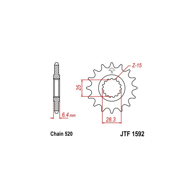 Pinion fata JT 15T, 520