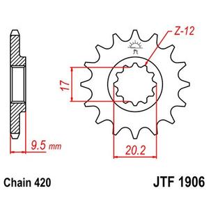 Pinion fata JT JTF 1906-14 14T, 420