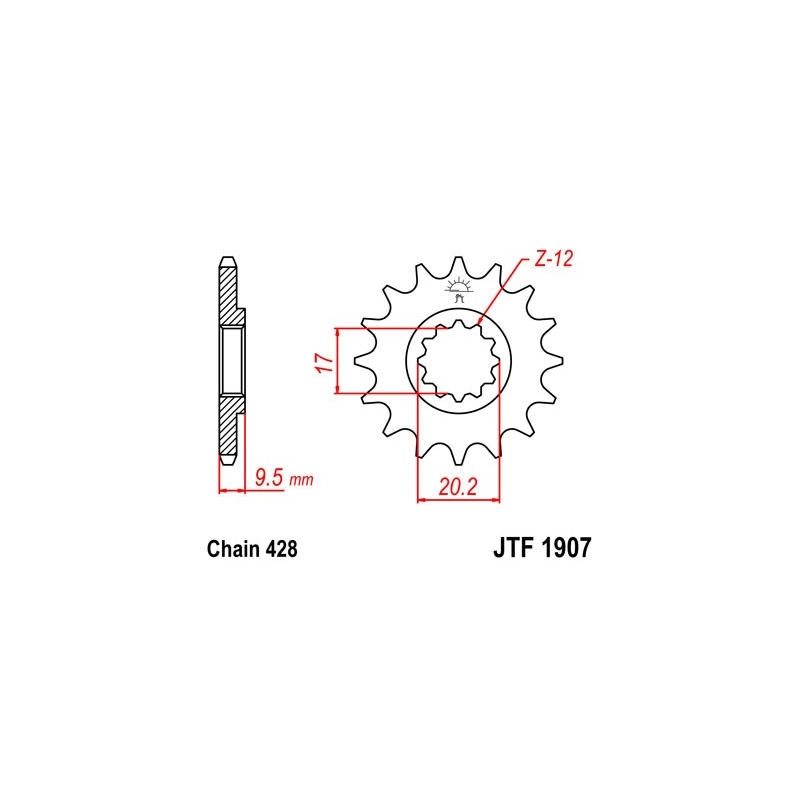 Pinion fata JT 14T, 428