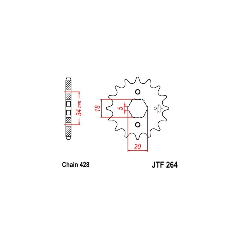 Pinion fata JT 15T, 428
