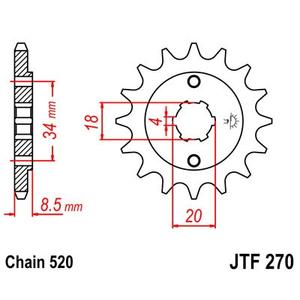 Pinion fata JT JTF 270-13 13T, 520
