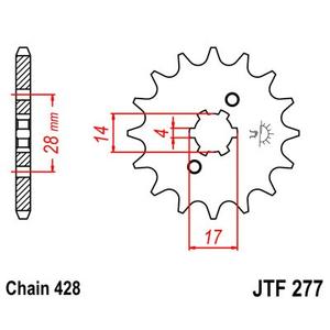 Pinion fata JT JTF 277-13 13T, 428