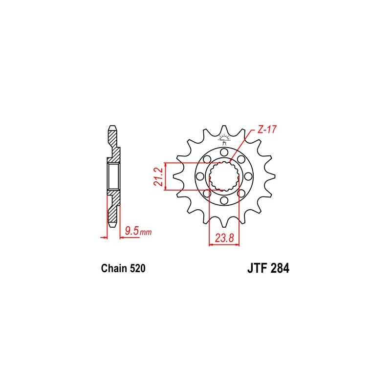 Pinion fata JT 15T, 520