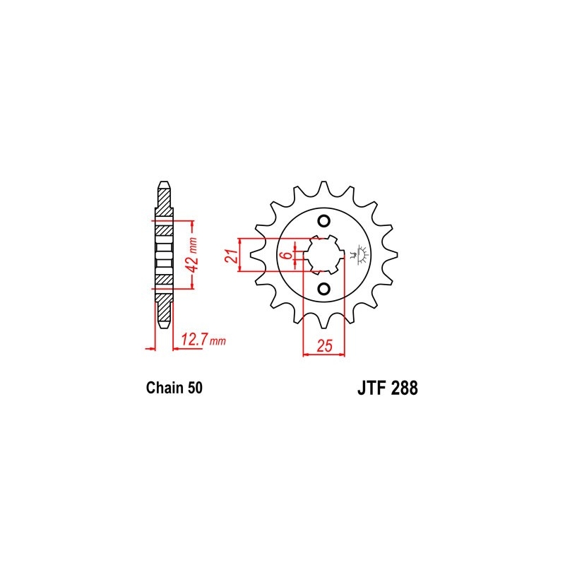 Pinion fata JT 15T, 530