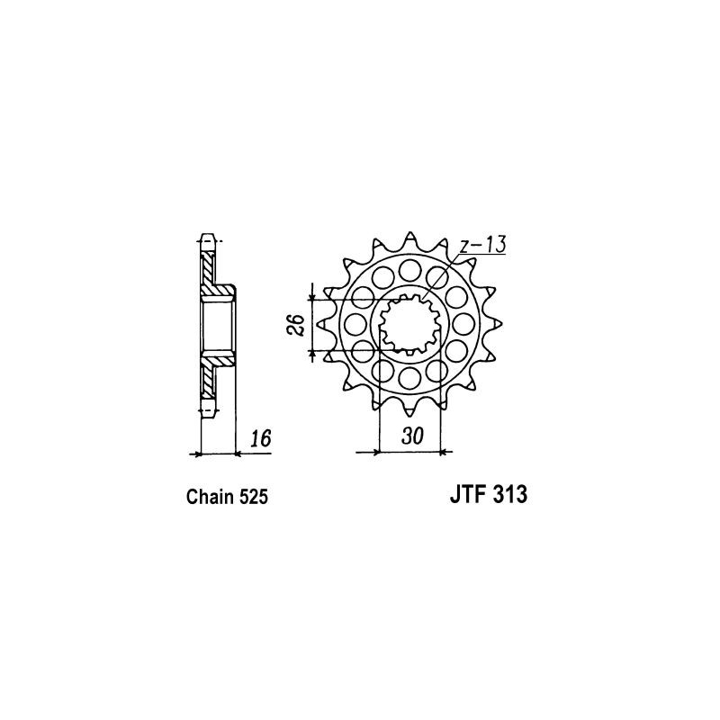 Pinion fata JT 16T, 525