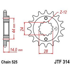 Pinion fata JT JTF 314-15 15T, 525