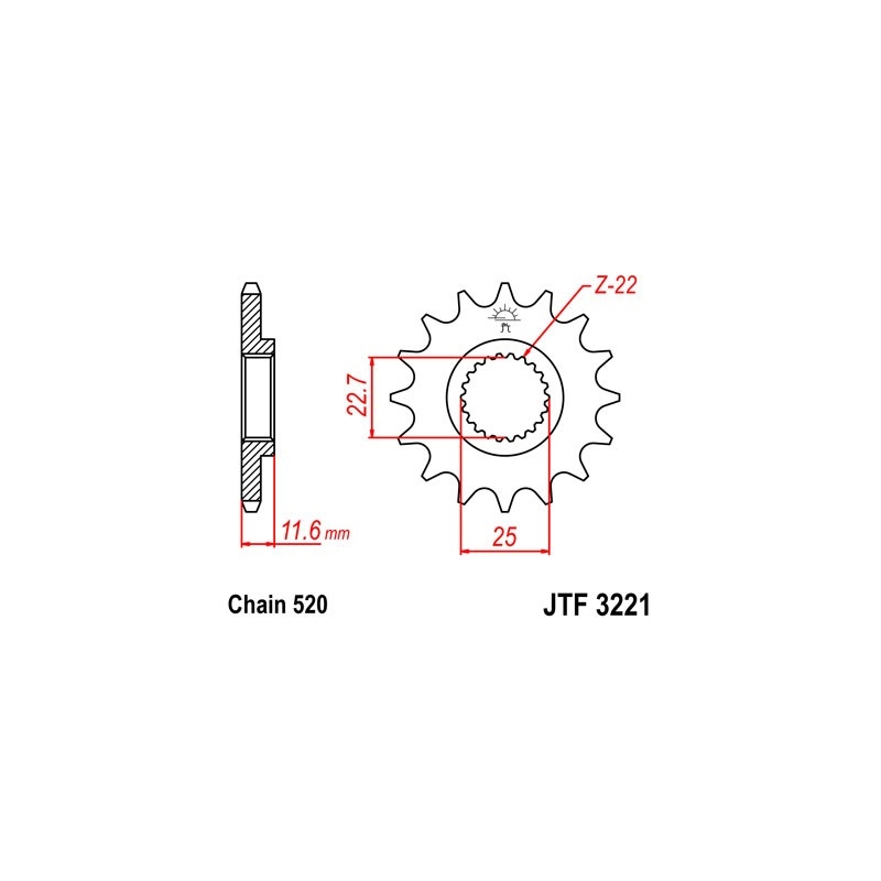 Pinion fata JT 11T, 520