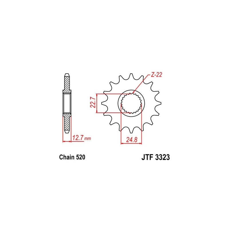 Pinion fata JT 22T, 520