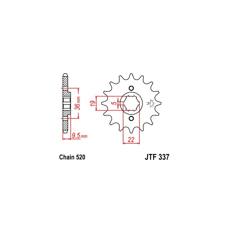 Pinion fata JT 15T, 520