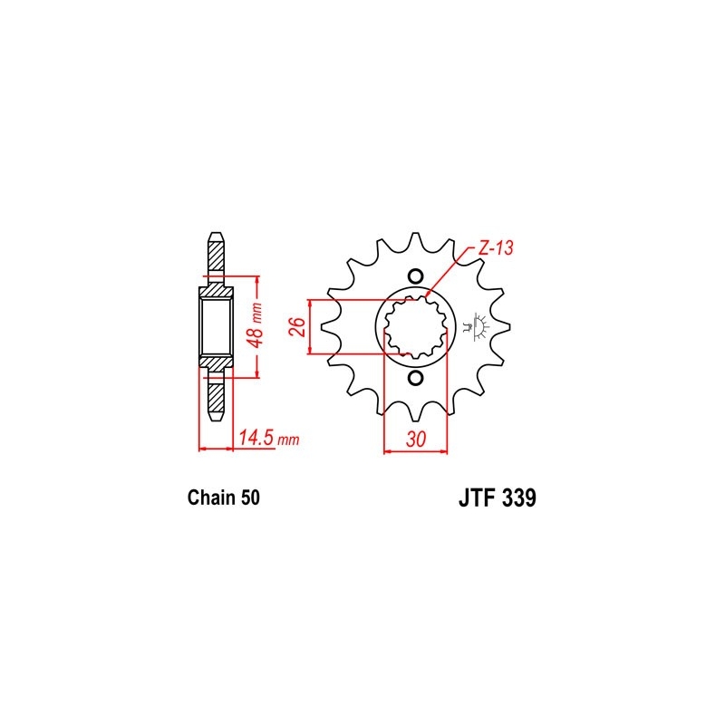 Pinion fata JT 15T, 530