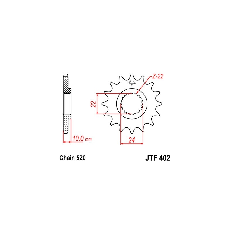 Pinion fata JT 14T, 520